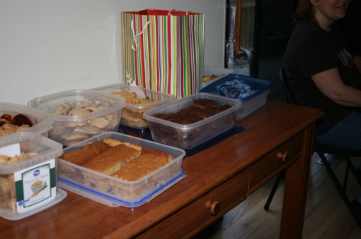 The cookie exchange table, early in the evening